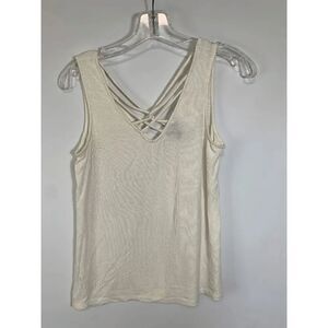 Rue 21 Women's Tank Top Sleeveless Crisscross Back Soft Knit White